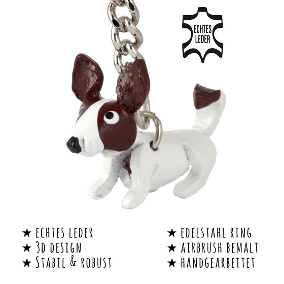 Das Bild mit Beschreibung zeigt ein ser Jack Russell Terrier aus Leder