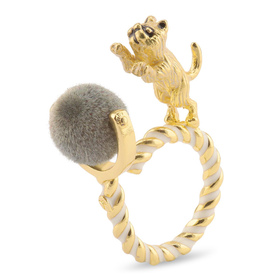 Auf dem Bild zu sehen sind Damen Ringe mit Katze Ball aus...