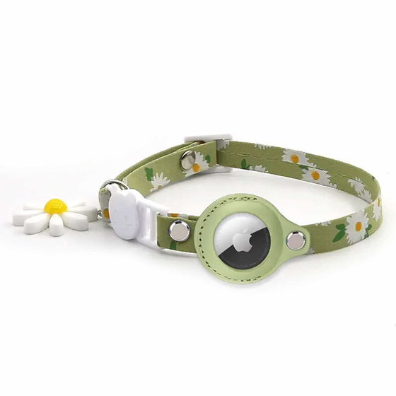 Katzenhalsband mit Apple AirTag Halter und Sicherheitsverschluss einstellbar gr�n