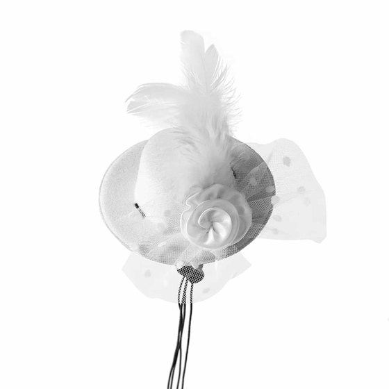 Hundehalsband Hochzeit Set mit Schleife, Halstuch und Hut in wei� - L