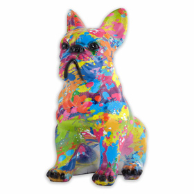 Auf dem Bild ist eine bunte Bulldoggen Figur aus...
