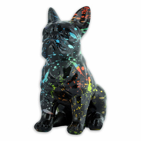 Auf dem Bild ist eine schwarze Bulldoggen Figur aus...