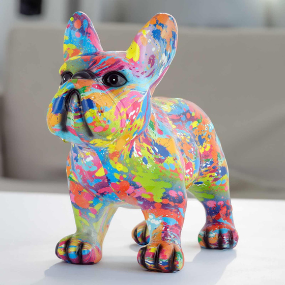 Franzsische Bulldoggen Figur bunte Farbe
