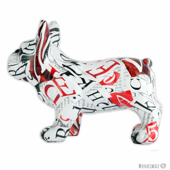 Franz�sische Bulldoggen Figur Buchstaben & Zeitung