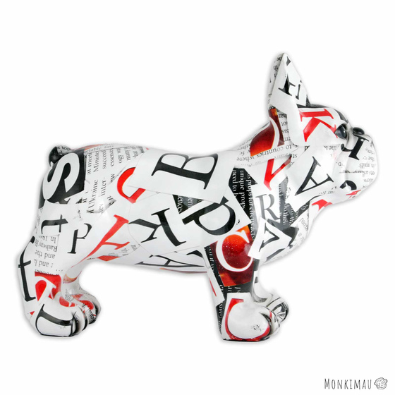 Franz�sische Bulldoggen Figur Buchstaben & Zeitung