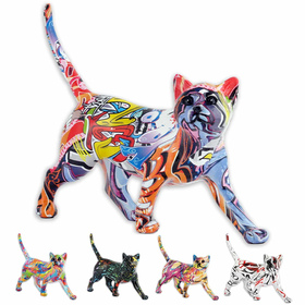 Auf dem Bild ist eine Katzen Figur aus Kunstharz als Deko...
