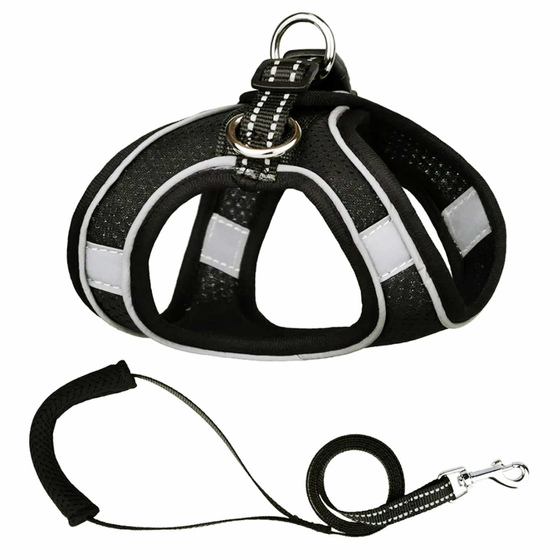 Geschirr fr Hund und Katze mit Leine in schwarz