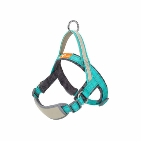 Hundegeschirr reflektierend Gr��e einstellbar mit Griff - L in t�rkis