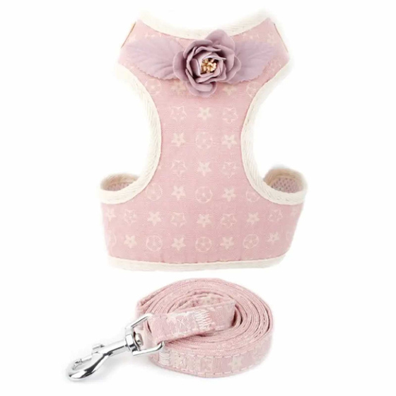 Geschirr fr Hund und Katze mit Leine - M in rosa