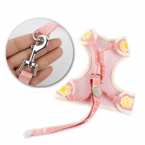 Geschirr fr Hund und Katze mit Leine - M in rosa