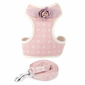 Geschirr fr Hund und Katze mit Leine - M in rosa