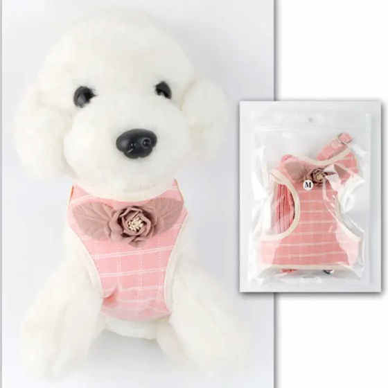 Geschirr f�r Hund und Katze mit Leine - L in rosa