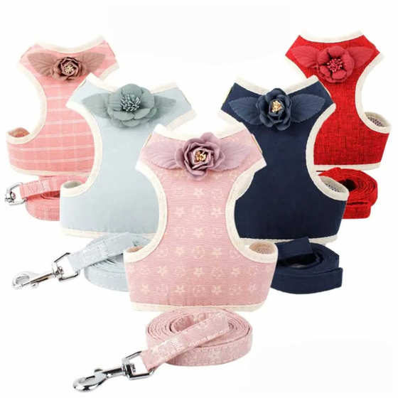 Geschirr f�r Hund und Katze mit Leine - L in rosa