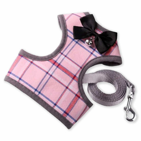 Katzen Geschirr gepolstert mit Leine und Schleife in pink