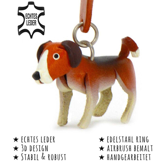 Das Bild mit Beschreibung zeigt ein Beagle Hund aus Leder