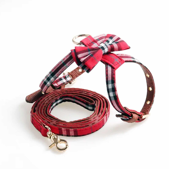 Geschirr f�r Hund und Katze mit Leine rot - S
