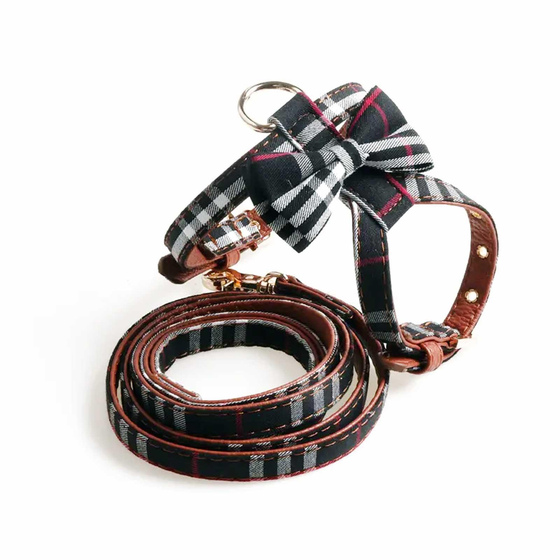 Geschirr f�r Hund und Katze mit Leine schwarz - L