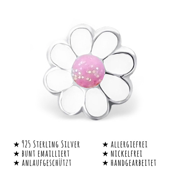 Das Bild mit Beschreibung zeigt Kinder Ohrringe Blume Ohrstecker aus 925 Sterling Silver echt Silber mit Blte