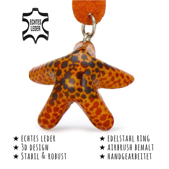 Das Bild mit Beschreibung zeigt ein Seestern aus Leder