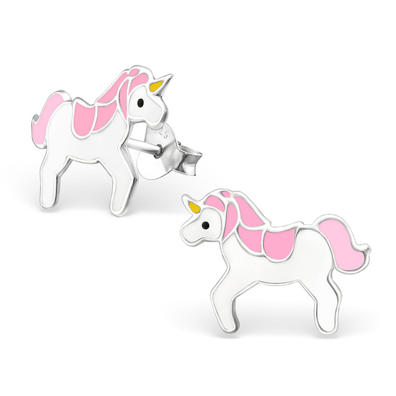 Auf dem Bild zu sehen sind Kinder Spielzeug Ohrringe Einhorn Ohrstecker aus 925 Sterling Silver echt Silber