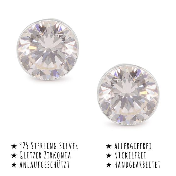 Das Bild mit Beschreibung zeigt Damen Ohrringe Zirkonia Ohrstecker aus 925 Sterling Silver echt Silber