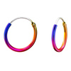 Auf dem Bild zu sehen sind Damen Ohrringe Regenbogen Creolen aus 925 Sterling Silver echt Silber mit Durchmesser 16mm