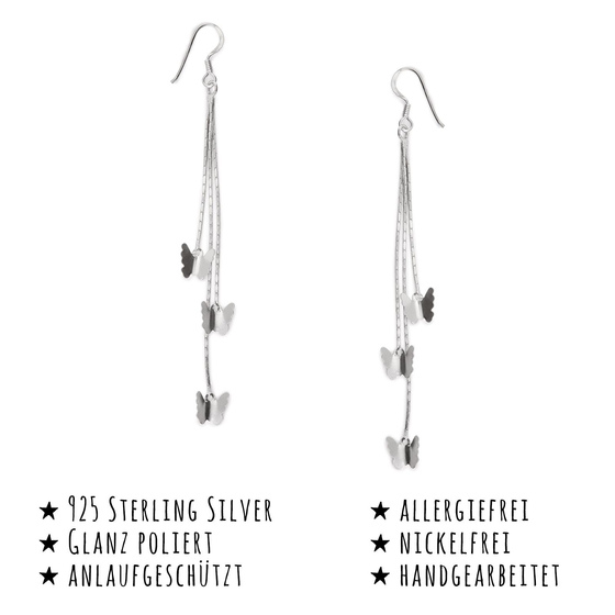 Das Bild mit Beschreibung zeigt Damen Ohrringe Schmetterlinge Ohrhnger aus 925 Sterling Silver echt Silber