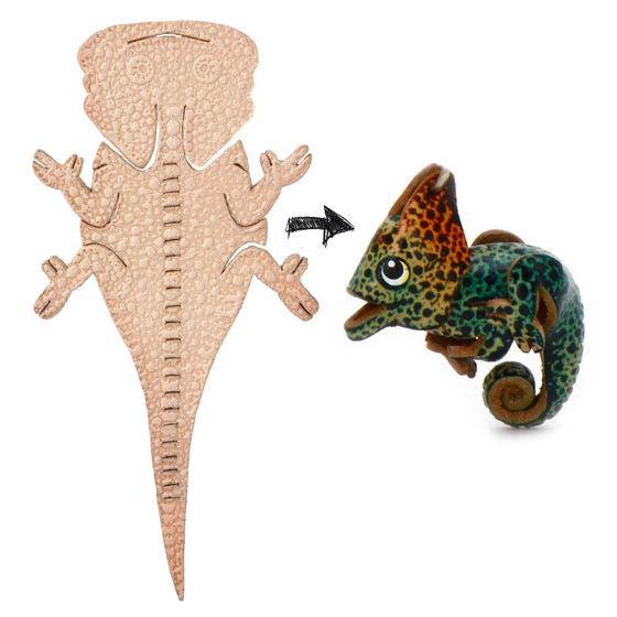 Auf dem Bild zu sehen ist eine Chamleon aus Leder zum selber basteln