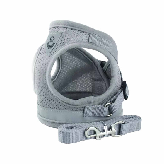 Hunde Geschirr Weste gepolstert mit Leine fr kleine Hunde in grau