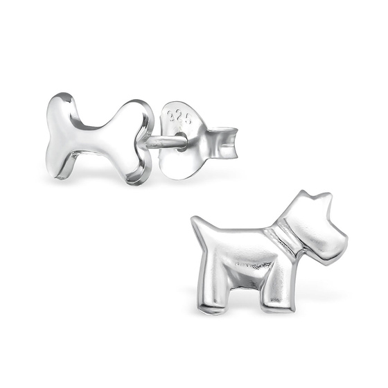 Ohrringe Damen 925er Sterlingsilber Ohrstecker Hund Hunde Knochen Silber 925 NEU