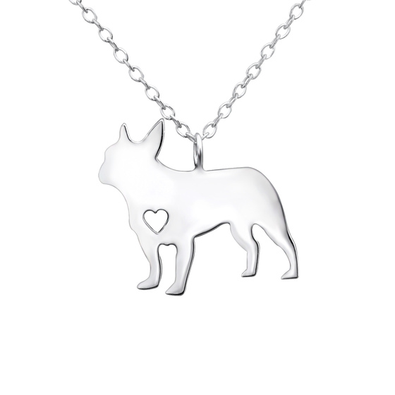 Auf dem Bild zu sehen ist eine Damen Kette mit Bulldogge Anhnger aus 925 Sterling Silver echt Silber mit 45cm lnge