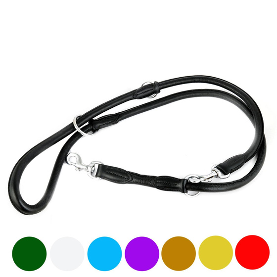 Auf dem Bild zu sehen ist eine verstellbare F�hrleine aus echt Leder in der Farbe schwarz 2m lang