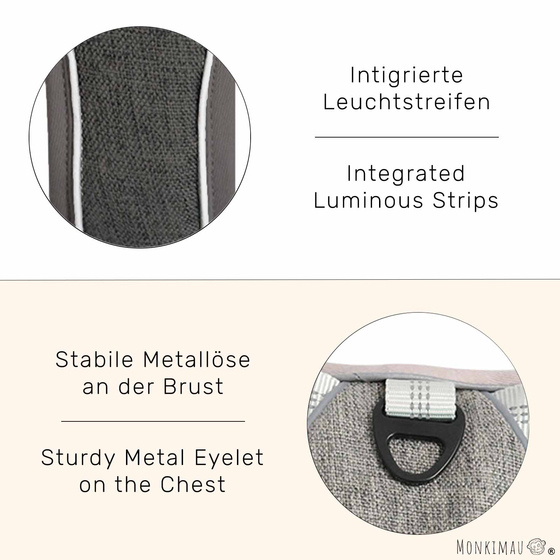 Hundegeschirr gepolstert grau - M