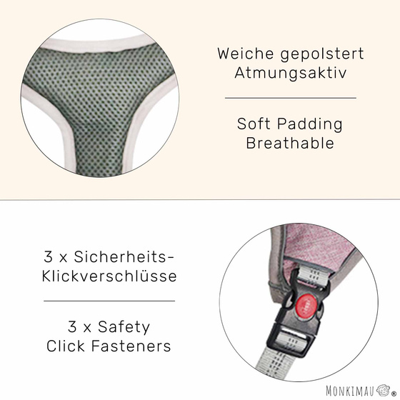 Hundegeschirr gepolstert grau - M