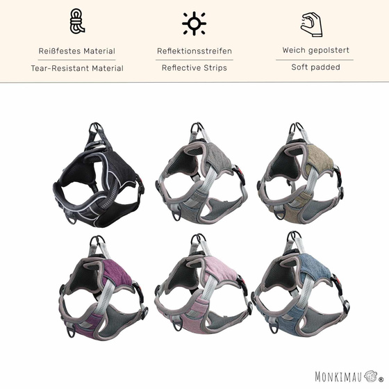 Atmungsaktive Hundegeschirre gepolstert