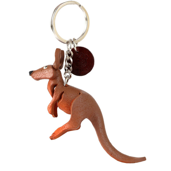 Auf dem Bild zu sehen ist ein Australien Knguru aus Leder als Schlsselanhnger Figur