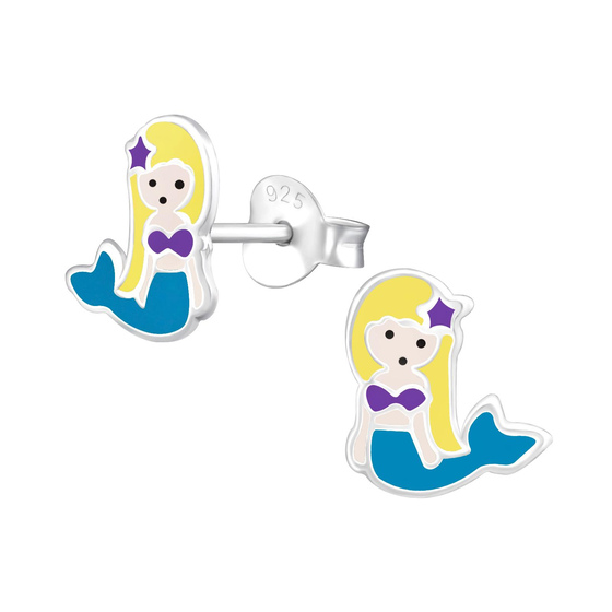 Auf dem Bild zu sehen sind Kinder Ohrringe Meerjungfrau Ohrstecker aus 925 Sterling Silver echt Silber