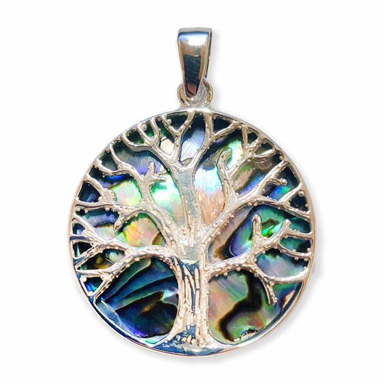 Auf dem Bild zu sehen ist ein Damen Anhnger mit einem Lebensbaum aus 925 Sterling Silver echt Silber mit Howlith Stein trkis