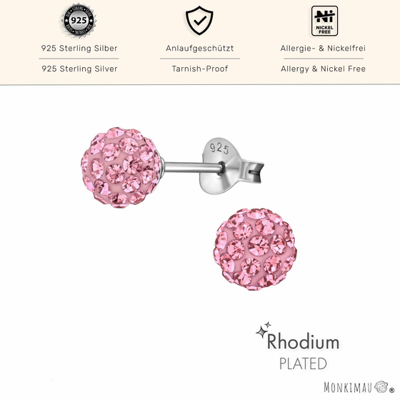 Exquisite Kugel Ohrstecker aus 925 Sterling Silber mit Kristallen | Perfekt f�r jeden Anlass