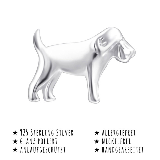 Das Bild mit Beschreibung zeigt Kinder Ohrringe Hund Ohrstecker aus 925 Sterling Silver echt Silber
