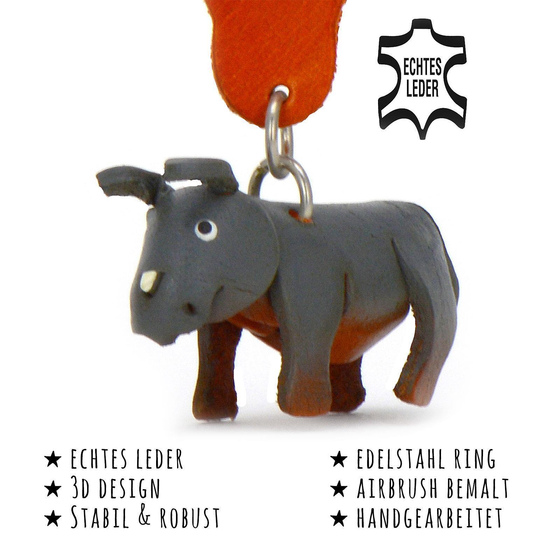 Das Bild mit Beschreibung zeigt ein Nashorn aus Leder