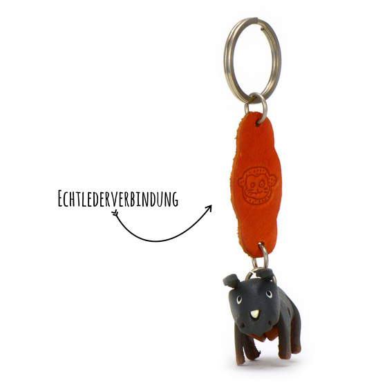 Nashorn Schlsselanhnger aus Leder