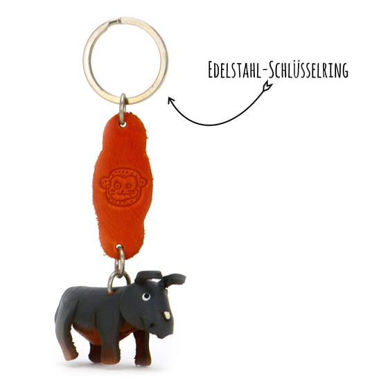 Nashorn Schlsselanhnger aus Leder