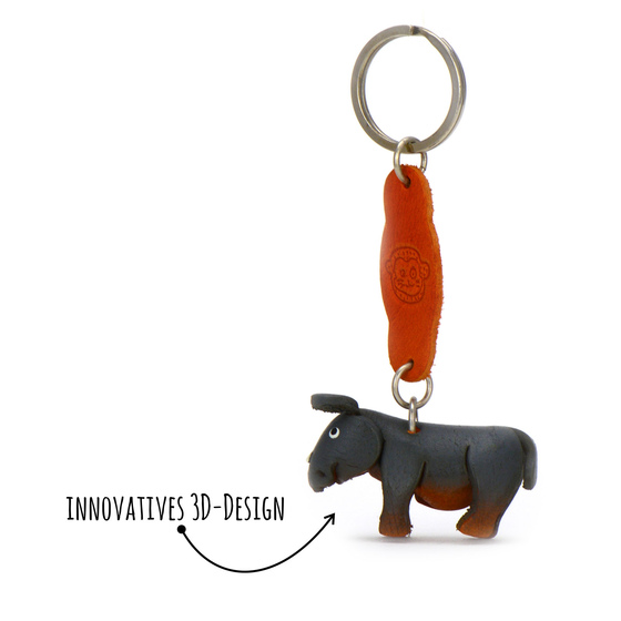 Nashorn Schlsselanhnger aus Leder