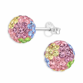 Elegante Silber Ball Ohrstecker mit Kristall | 925...