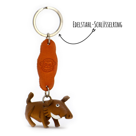 Wildschwein Schlsselanhnger aus Leder