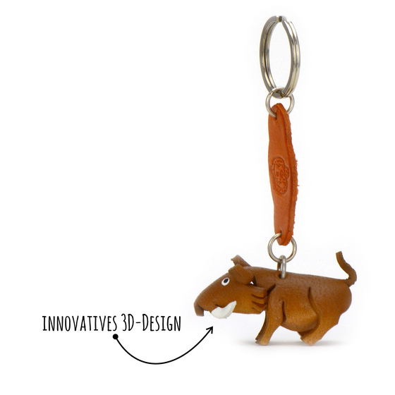 Wildschwein Schlsselanhnger aus Leder