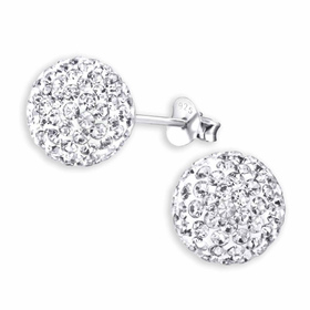 Silberne Kugel Ohrstecker 10mm mit Kristall | Eleganter...