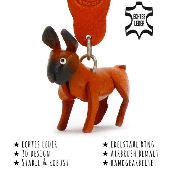 Das Bild mit Beschreibung zeigt ein Boxer Hund aus Leder