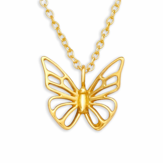 Elegante Schmetterlingskette in 925 Sterling Silber mit Gold-Plattierung